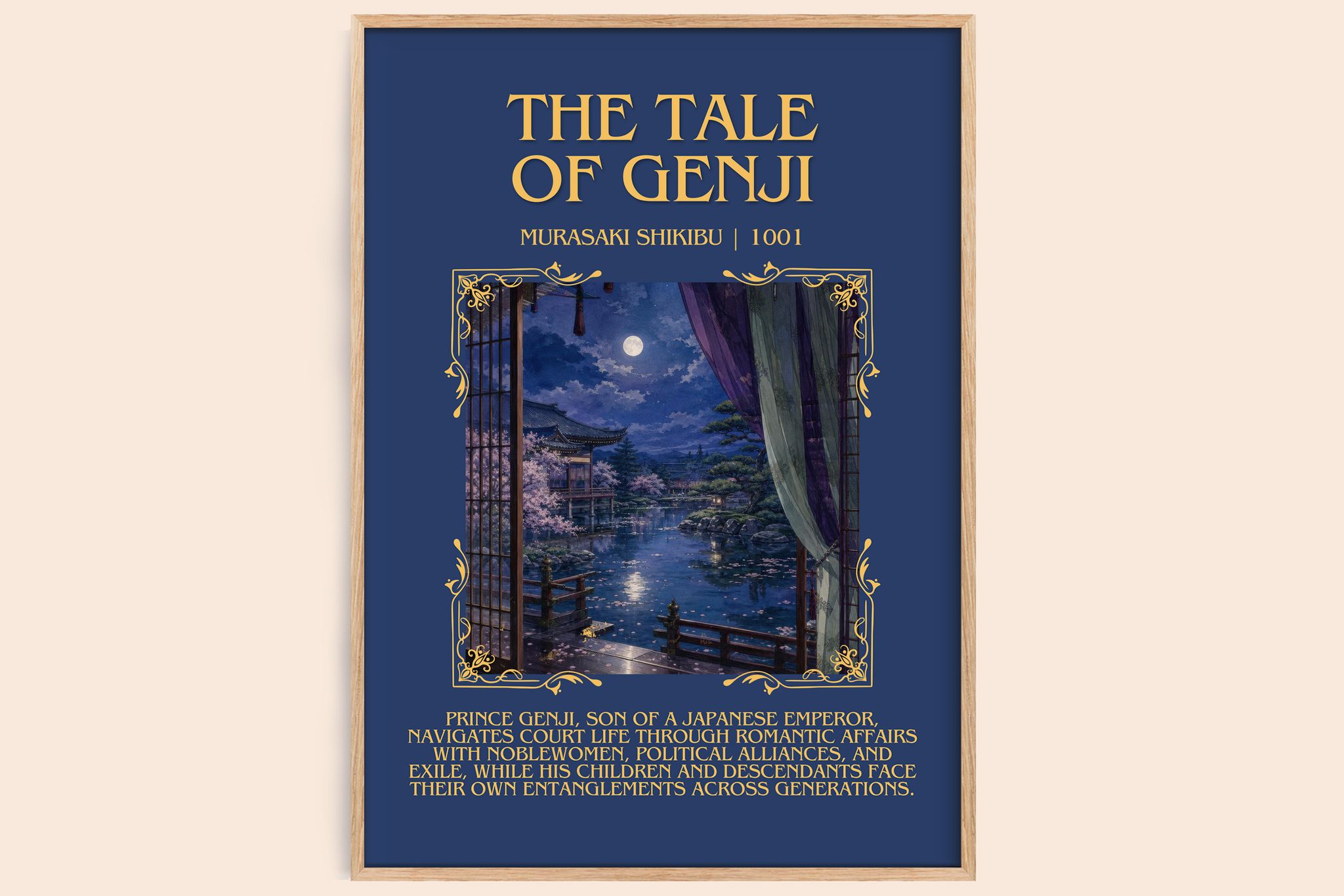 The Tale of Genji Minimalist Book Poster by Murasaki Shikibu