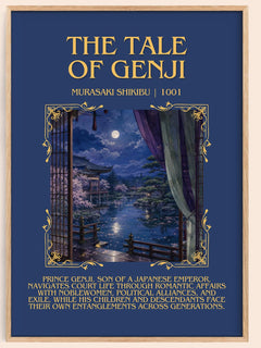 The Tale of Genji Minimalist Book Poster by Murasaki Shikibu – book poster