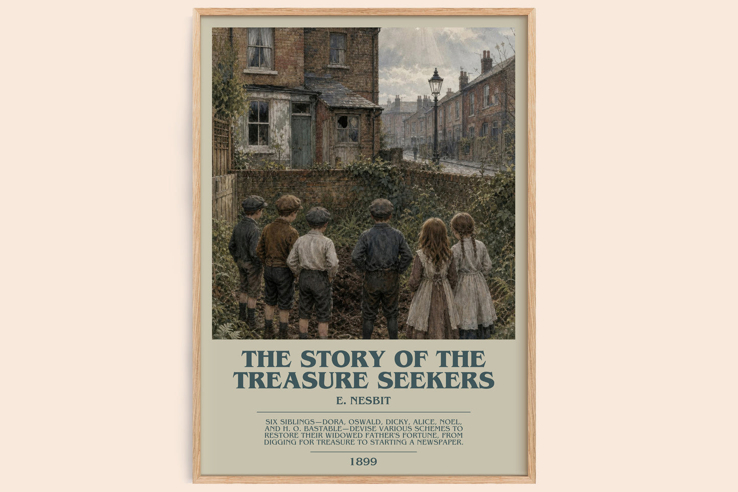 The Story Of The Treasure Seekers bookish book poster by E. Nesbit – framed literary art print