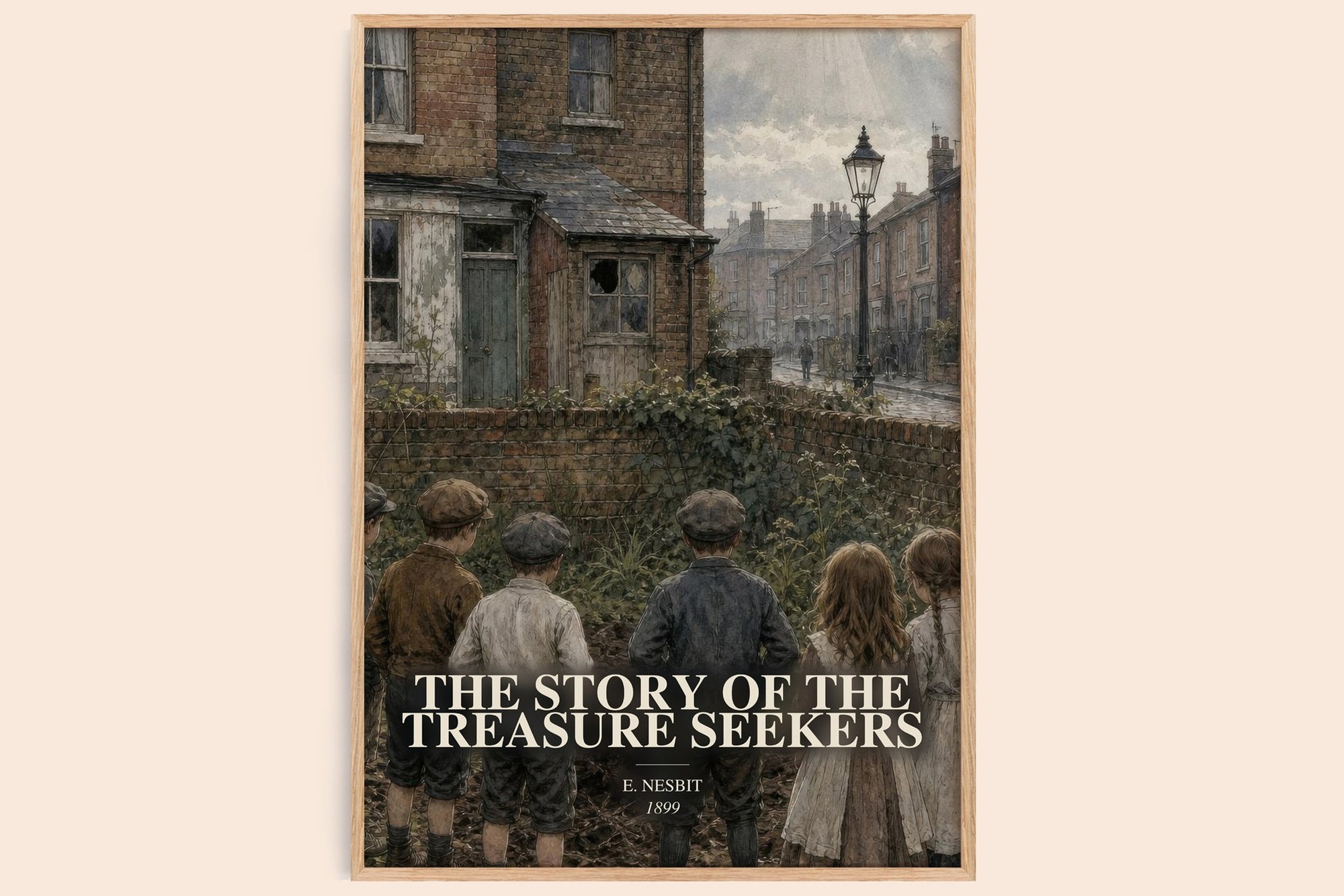 The Story Of The Treasure Seekers watercolour book poster by E. Nesbit – framed literary art print