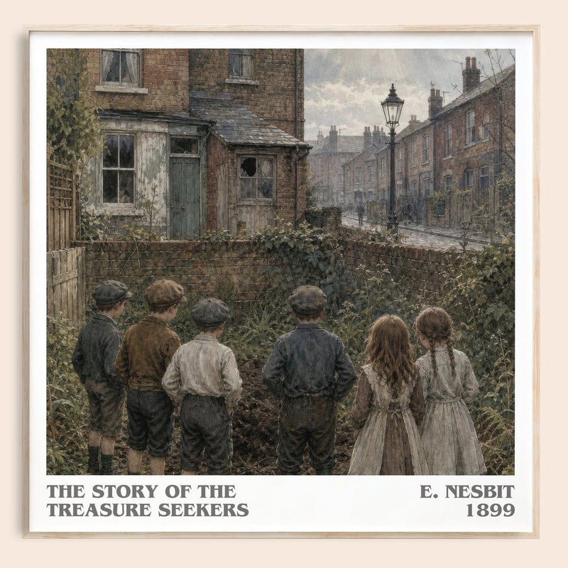 The Story Of The Treasure Seekers literary book poster by E. Nesbit – framed literary art print