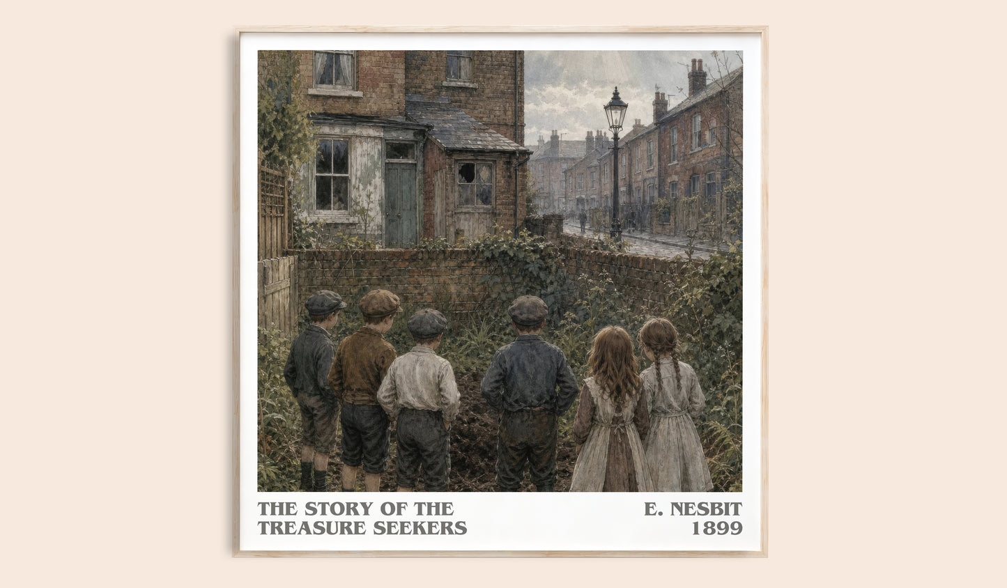 The Story Of The Treasure Seekers literary book poster by E. Nesbit – framed literary art print