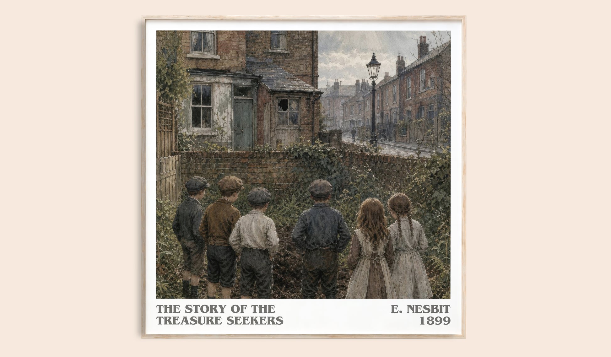 The Story Of The Treasure Seekers literary book poster by E. Nesbit – framed literary art print