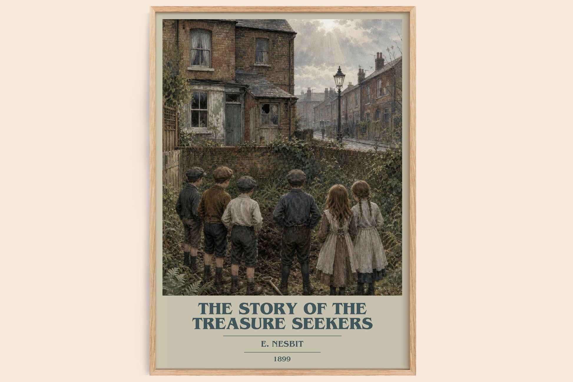 The Story Of The Treasure Seekers book cover book poster by E. Nesbit – framed literary art print