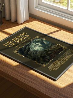 The House Of Souls Minimalist Book Poster by Arthur Machen – print on a sunlit desk