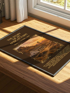 The Story Of An African Farm Minimalist Book Poster by Olive Schreiner – print on a sunlit desk