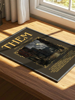 Them Minimalist Book Poster by Joyce Carol Oates – print on a sunlit desk