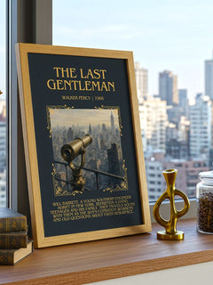 The Last Gentleman Minimalist Book Poster by Walker Percy – framed print on a city-view windowsill