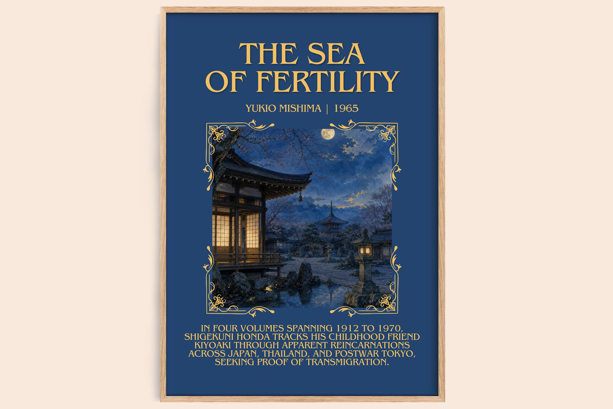 The Sea of Fertility Minimalist Book Poster by Yukio Mishima