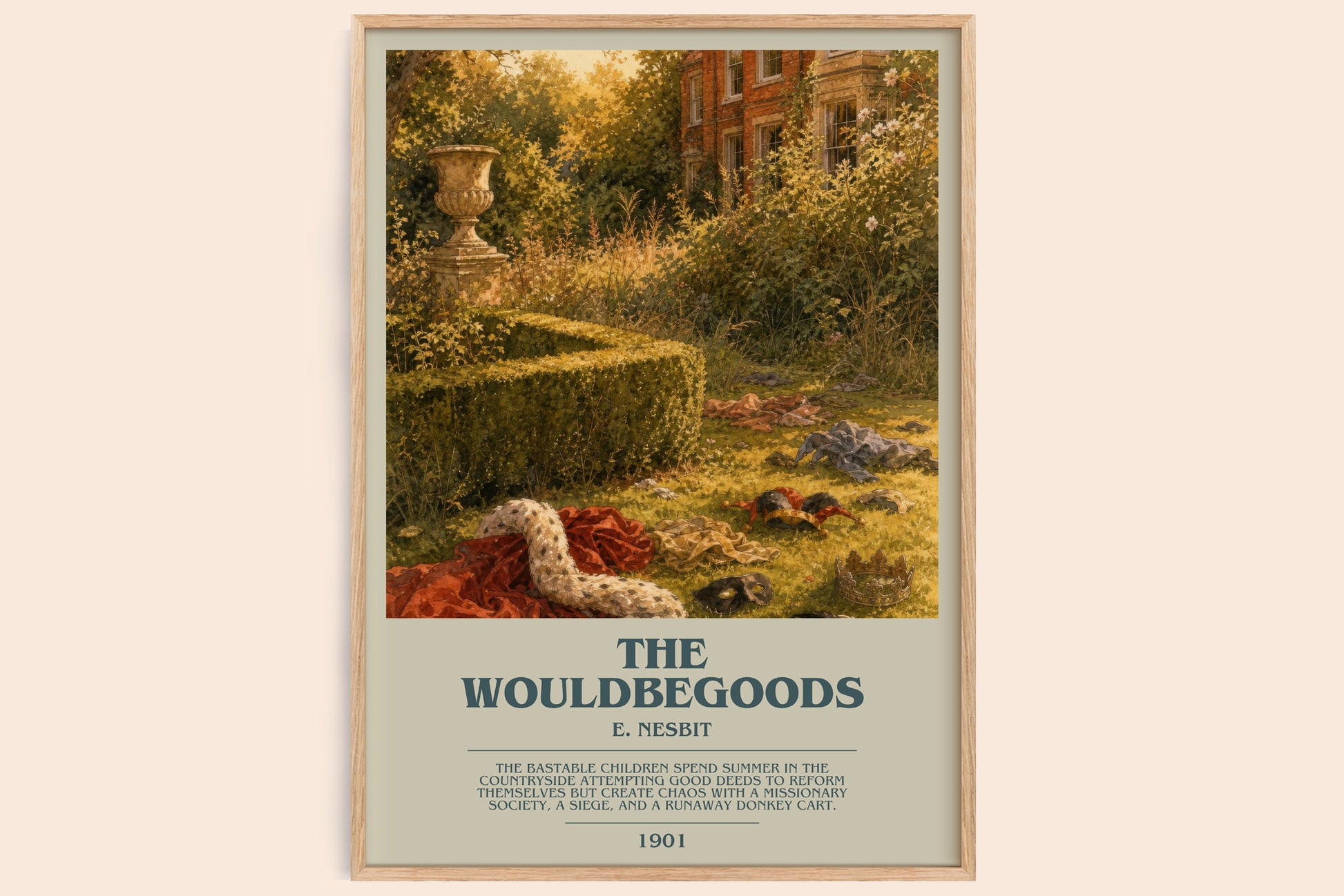 The Wouldbegoods bookish book poster by E. Nesbit – framed literary art print