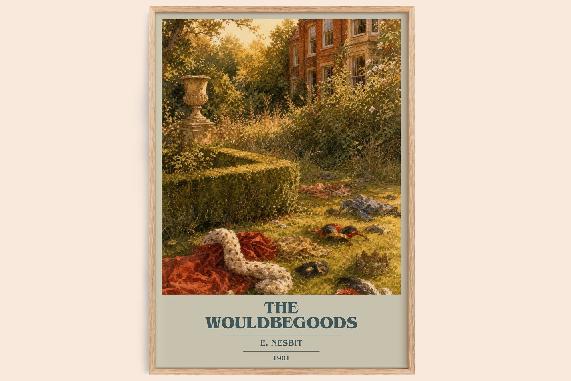 The Wouldbegoods book cover book poster by E. Nesbit – framed literary art print