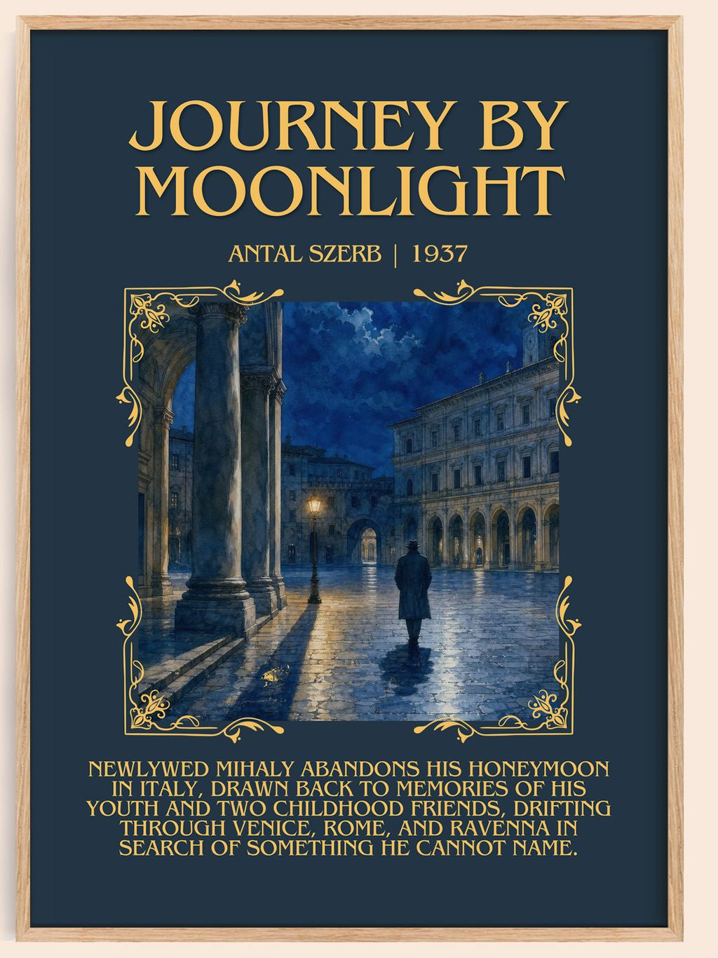 Journey by Moonlight Minimalist Book Poster by Antal Szerb – book poster