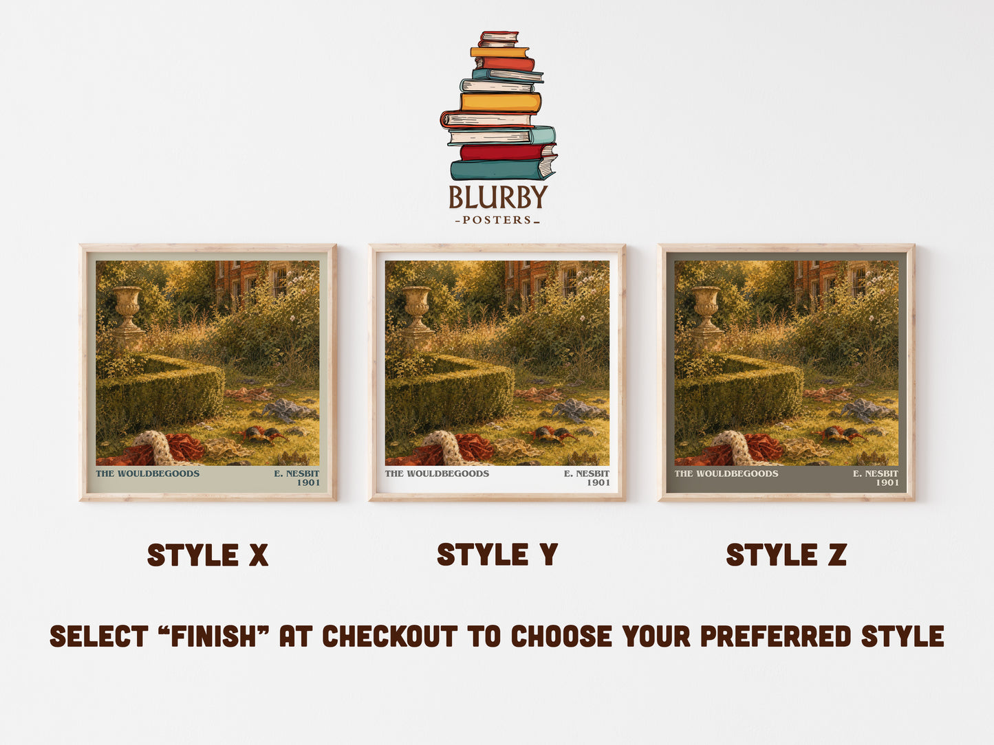The Wouldbegoods literary print in frame leaning in hallway – childrens wall art