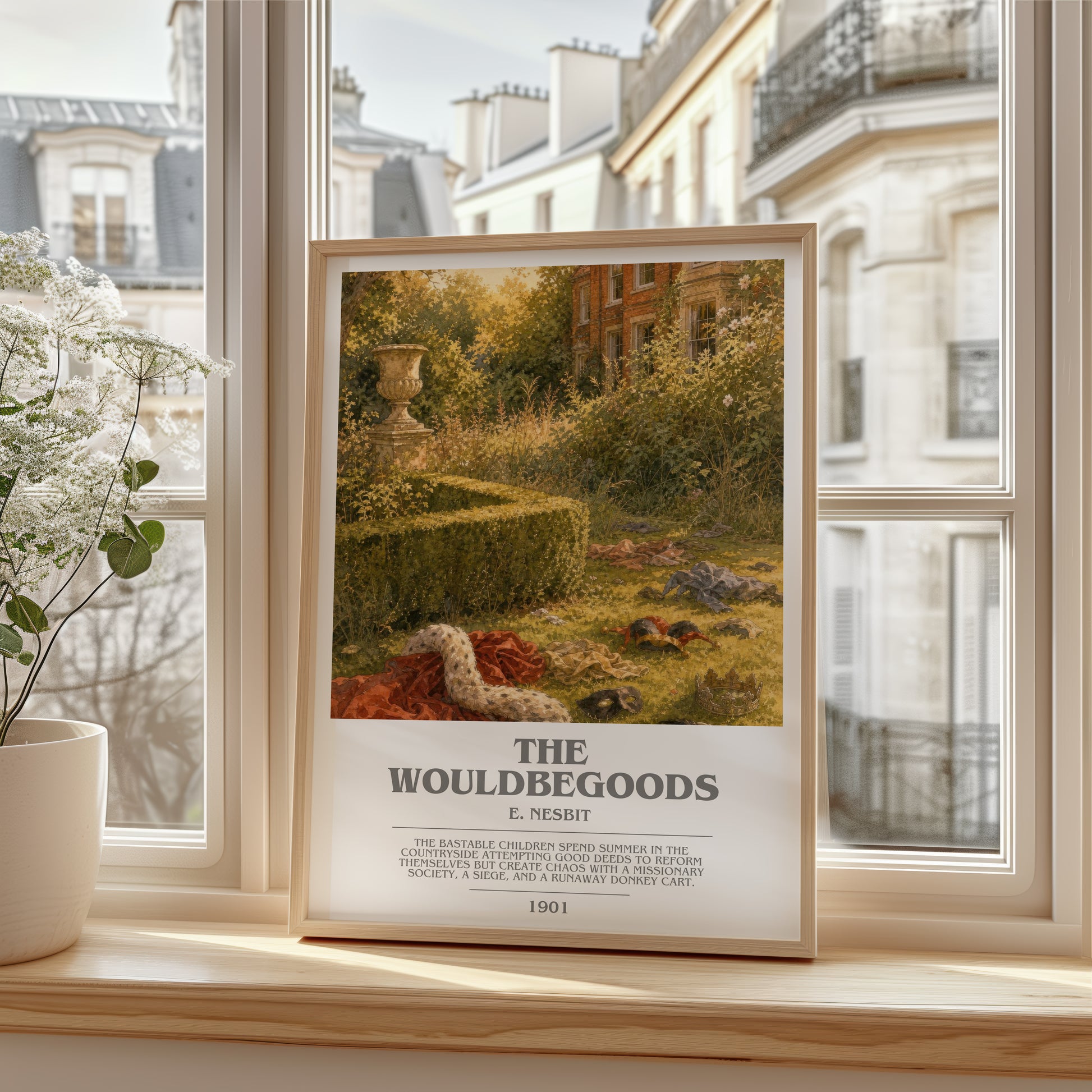 The Wouldbegoods bookish poster colour and style options – E. Nesbit book art