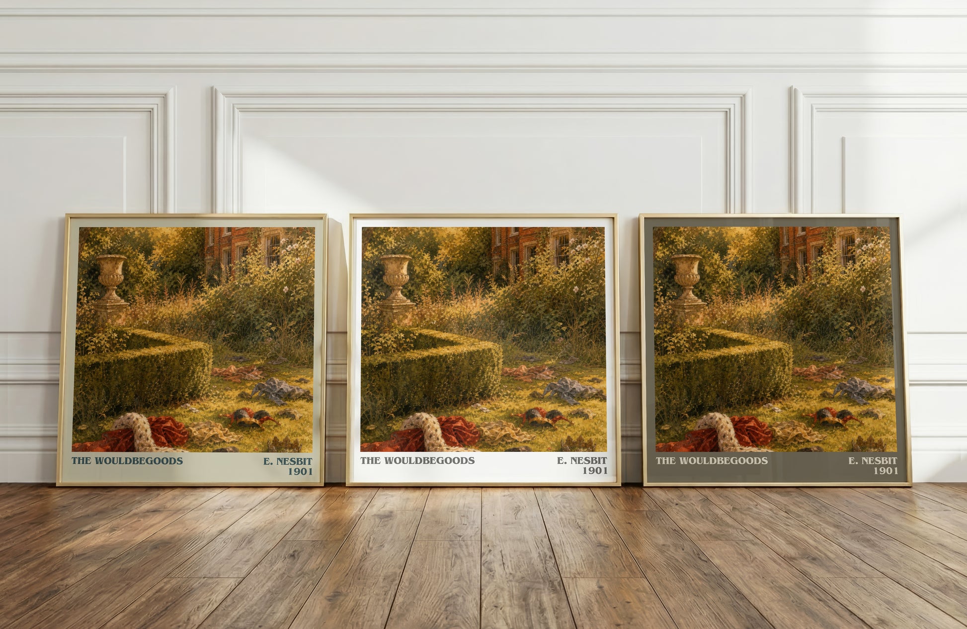 The Wouldbegoods literary art print colour and style options – E. Nesbit book art