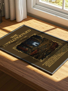 The Nibelungenlied Minimalist Book Poster by Unknown – print on a sunlit desk