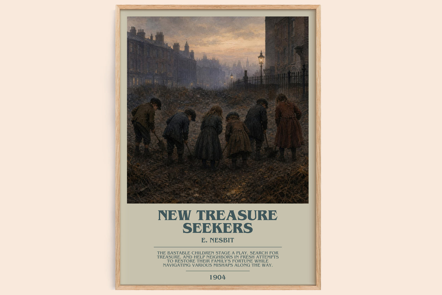 New Treasure Seekers bookish book poster by E. Nesbit – framed literary art print