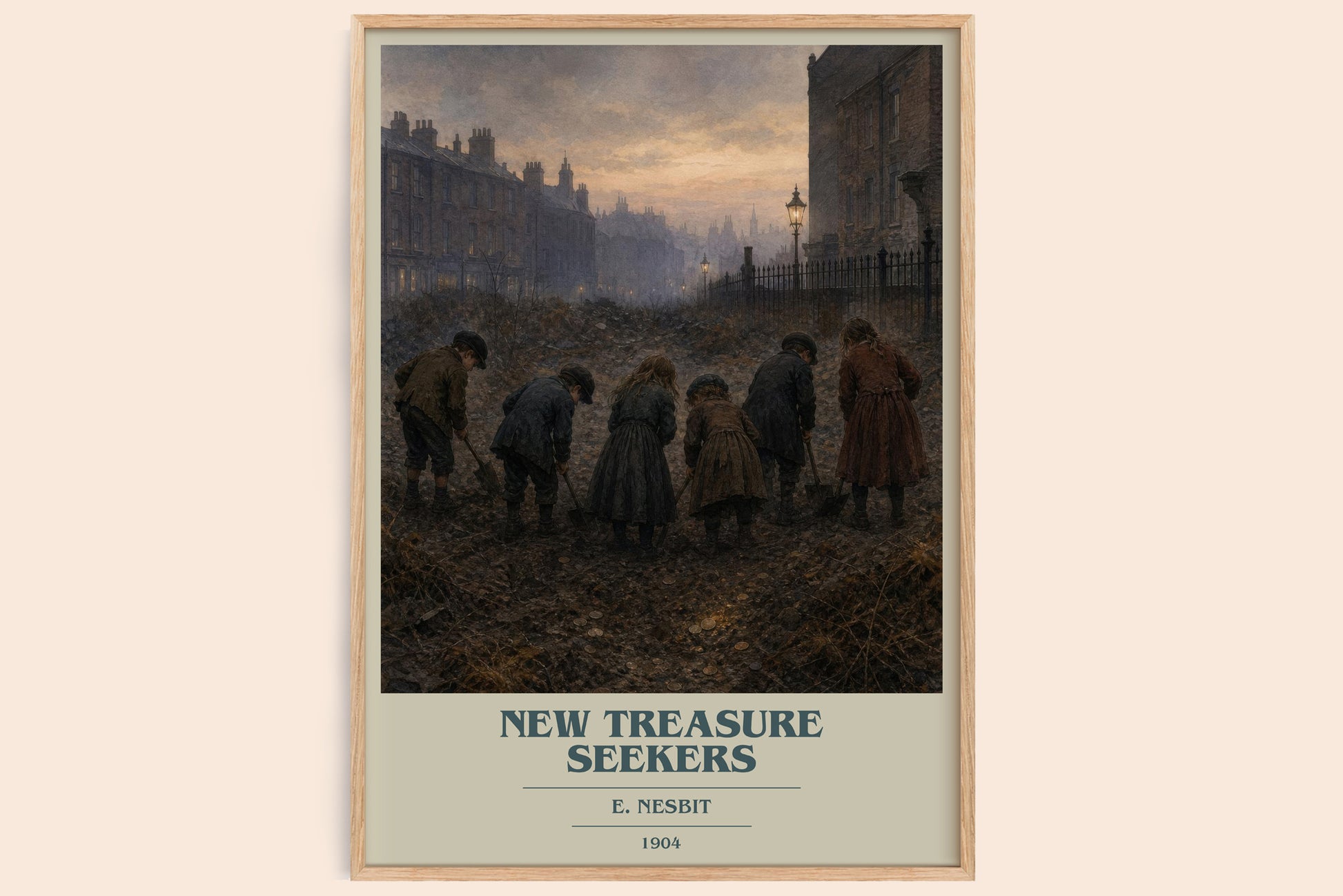 New Treasure Seekers book cover book poster by E. Nesbit – framed literary art print
