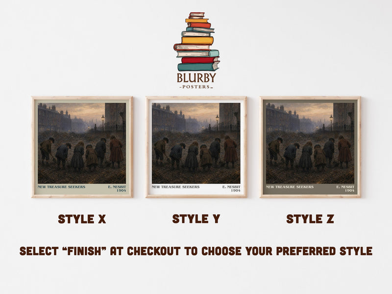 New Treasure Seekers literary print in frame leaning in hallway – childrens wall art