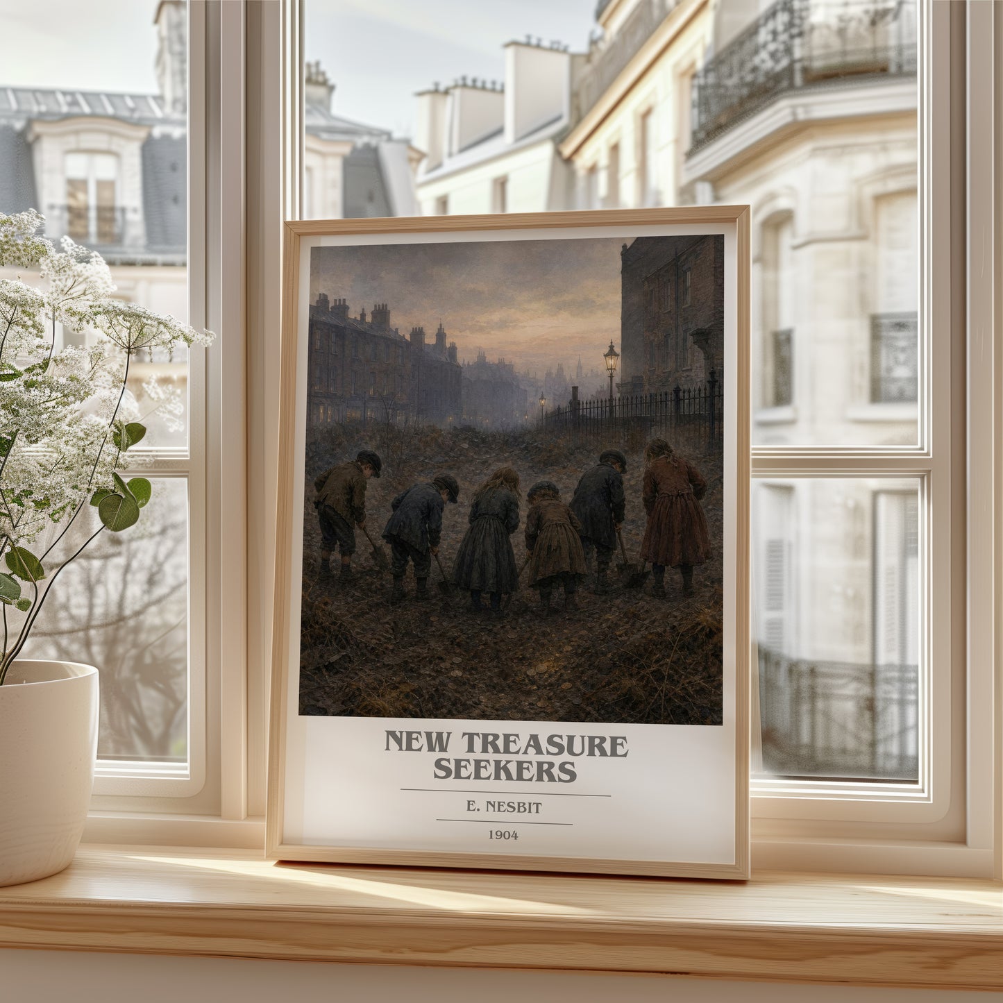 New Treasure Seekers book cover poster colour and style options – E. Nesbit book art