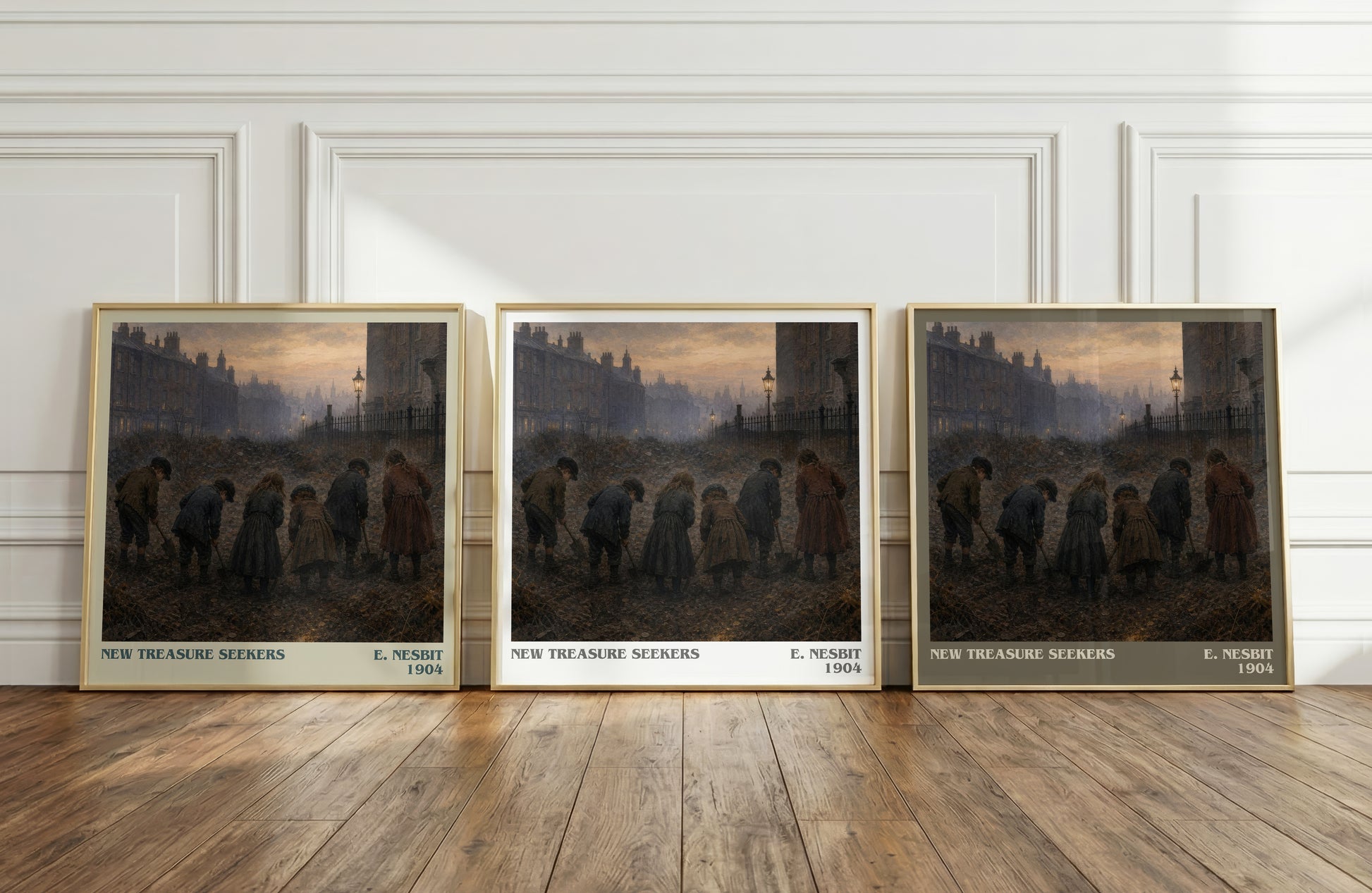 New Treasure Seekers literary art print colour and style options – E. Nesbit book art