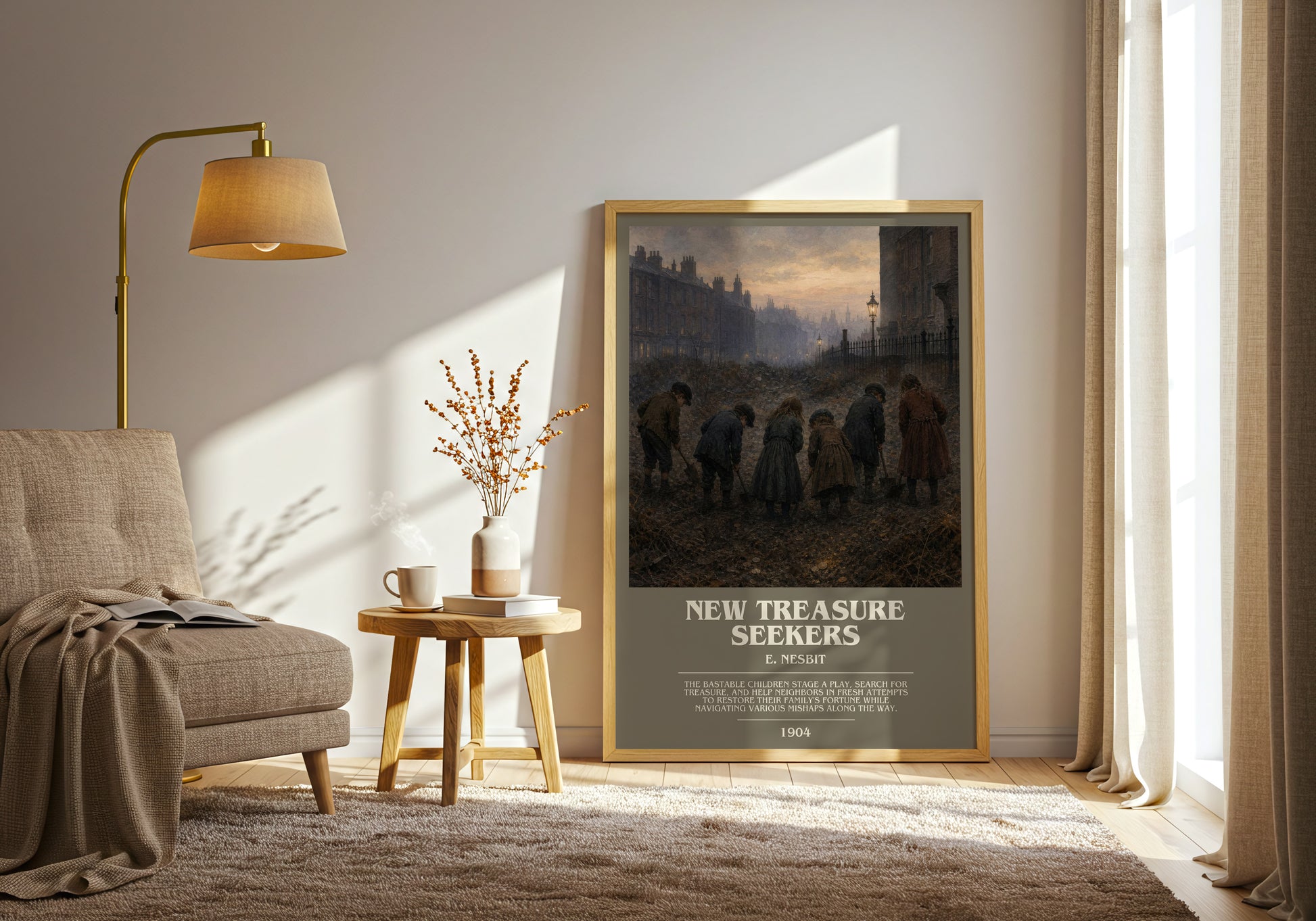 New Treasure Seekers bookish print on bookshelf – E. Nesbit fan gift