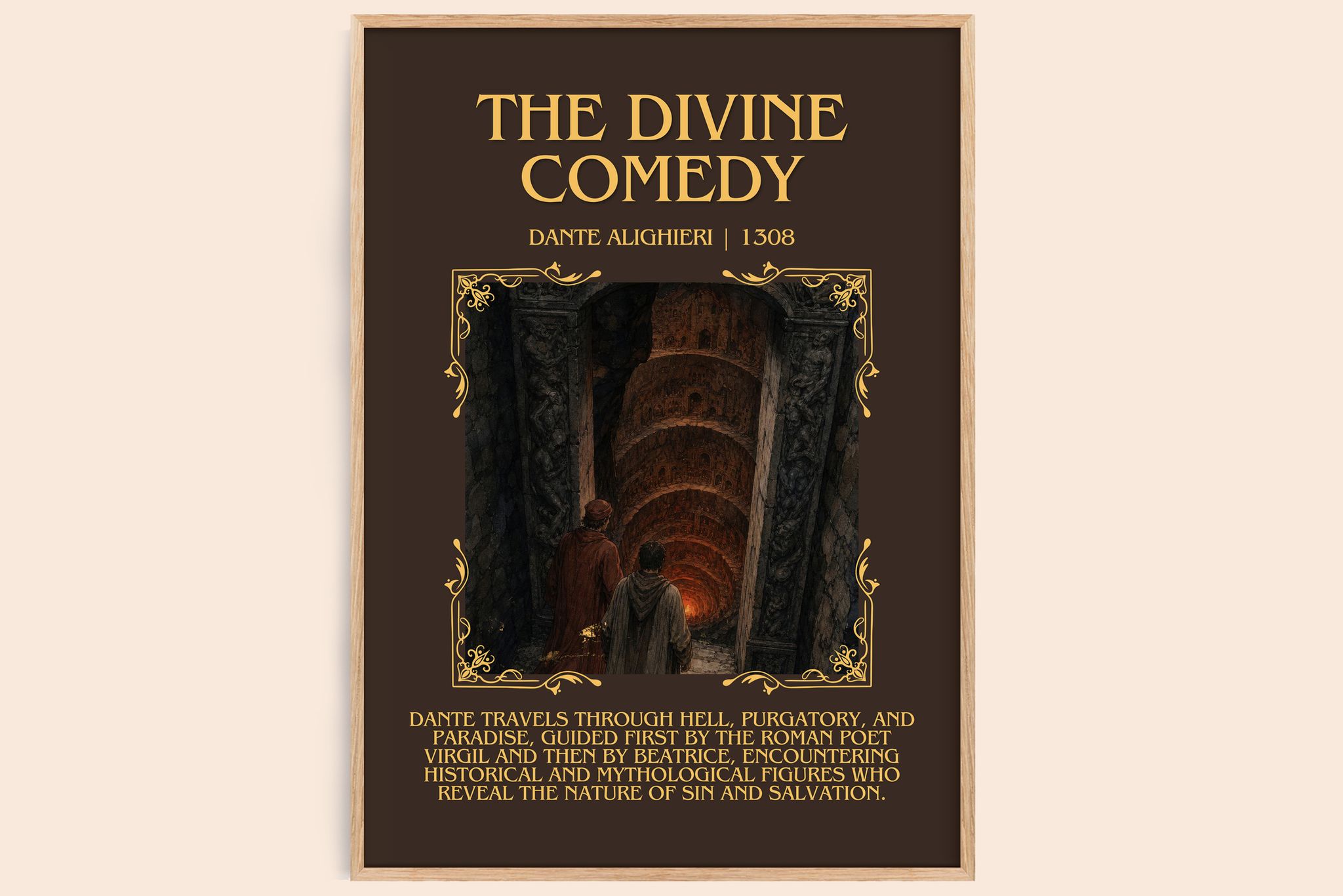 The Divine Comedy Minimalist Book Poster by Dante Alighieri