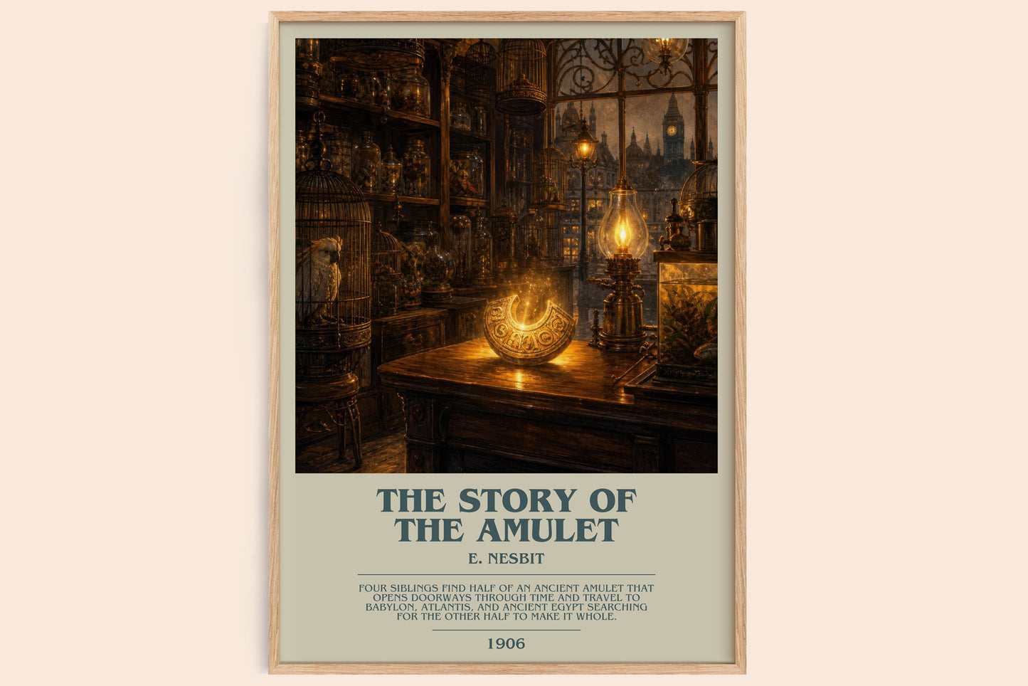 The Story Of The Amulet bookish book poster by E. Nesbit – framed literary art print