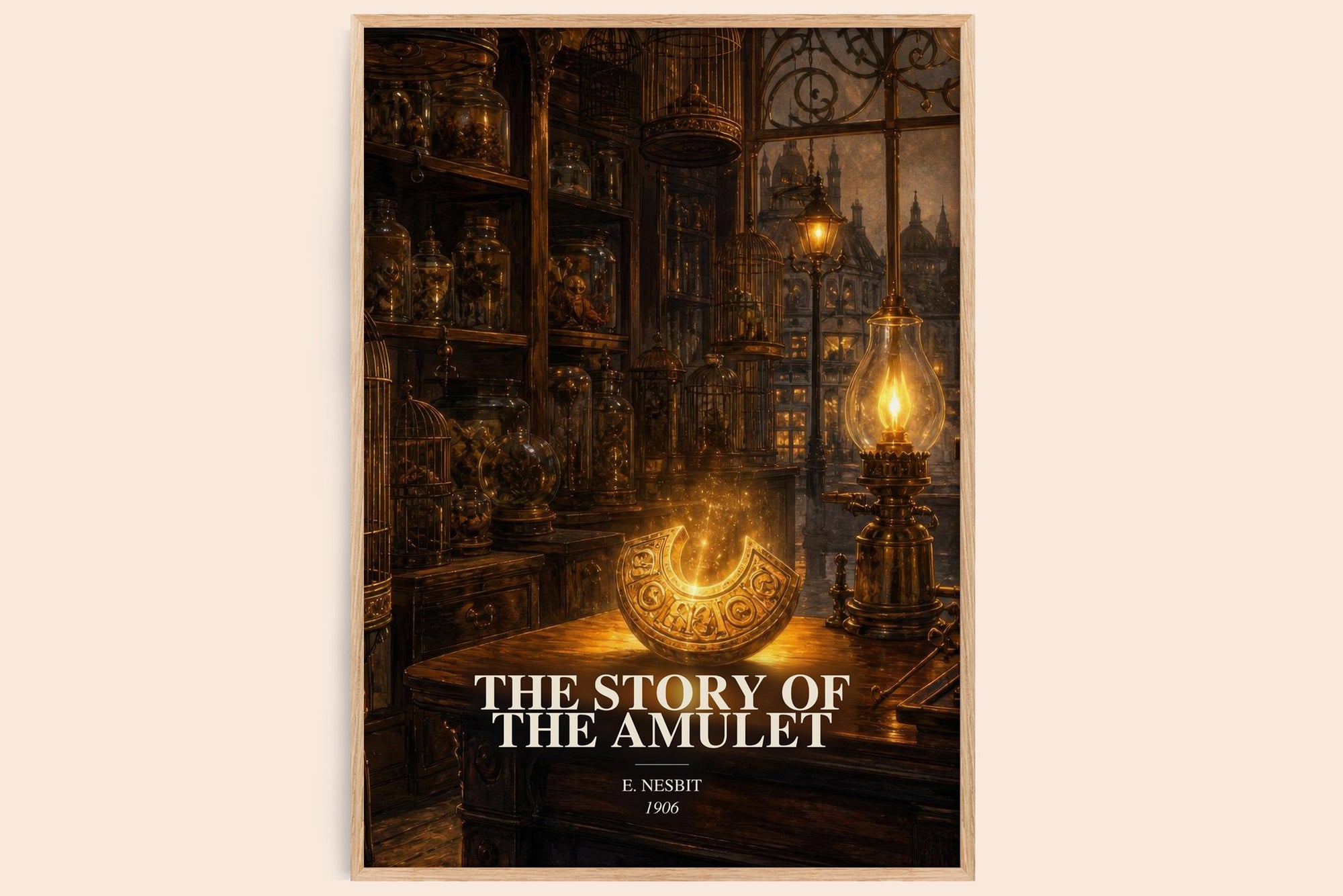The Story Of The Amulet watercolour book poster by E. Nesbit – framed literary art print