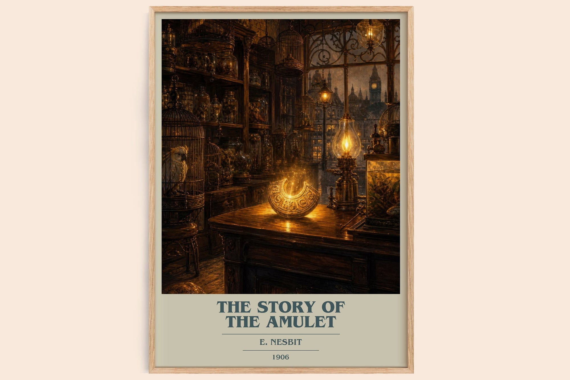 The Story Of The Amulet book cover book poster by E. Nesbit – framed literary art print