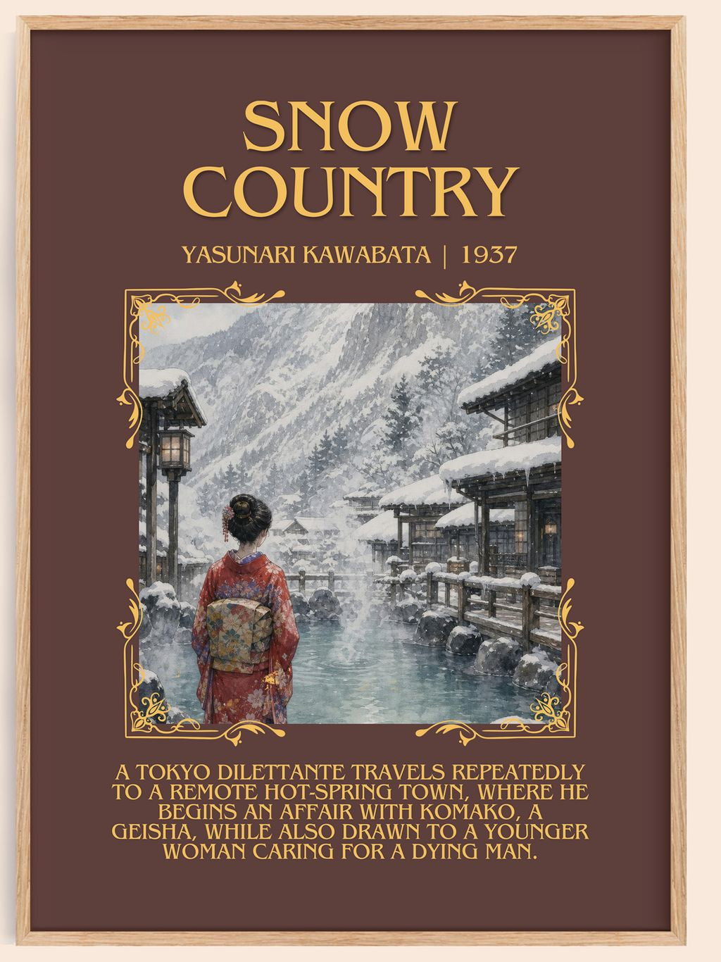Snow Country Minimalist Book Poster by Yasunari Kawabata – book poster