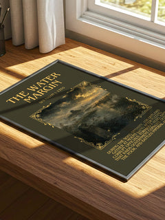 The Water Margin Minimalist Book Poster by Shi Naian – print on a sunlit desk