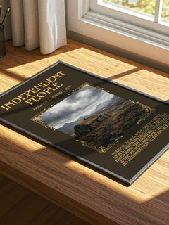 Independent People Minimalist Book Poster by Halldor Laxness – print on a sunlit desk