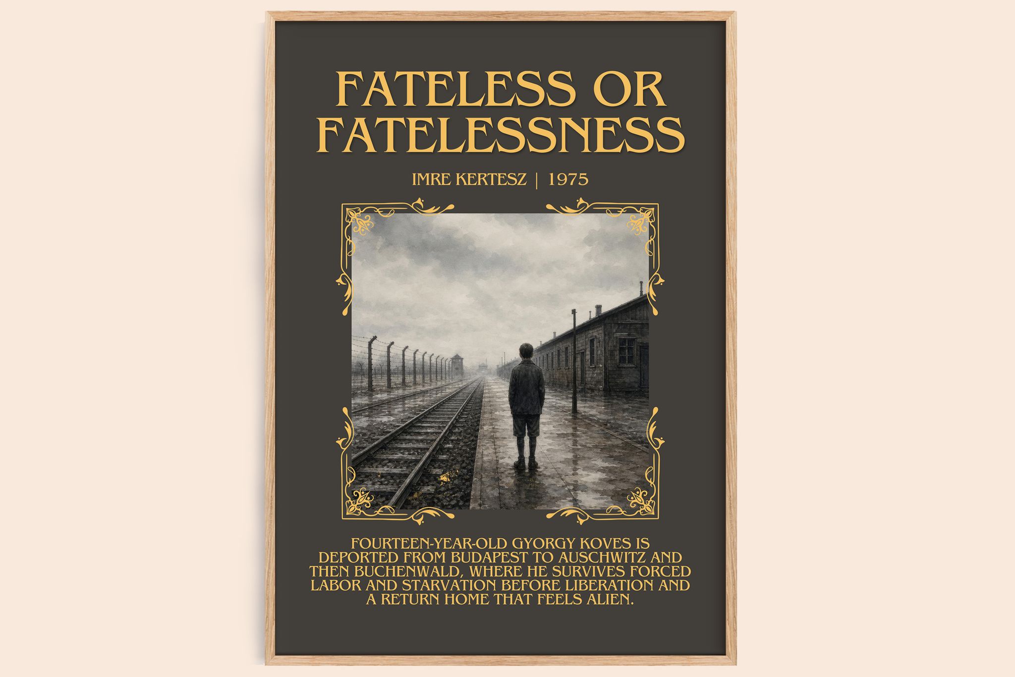 Fateless or Fatelessness Minimalist Book Poster by Imre Kertész