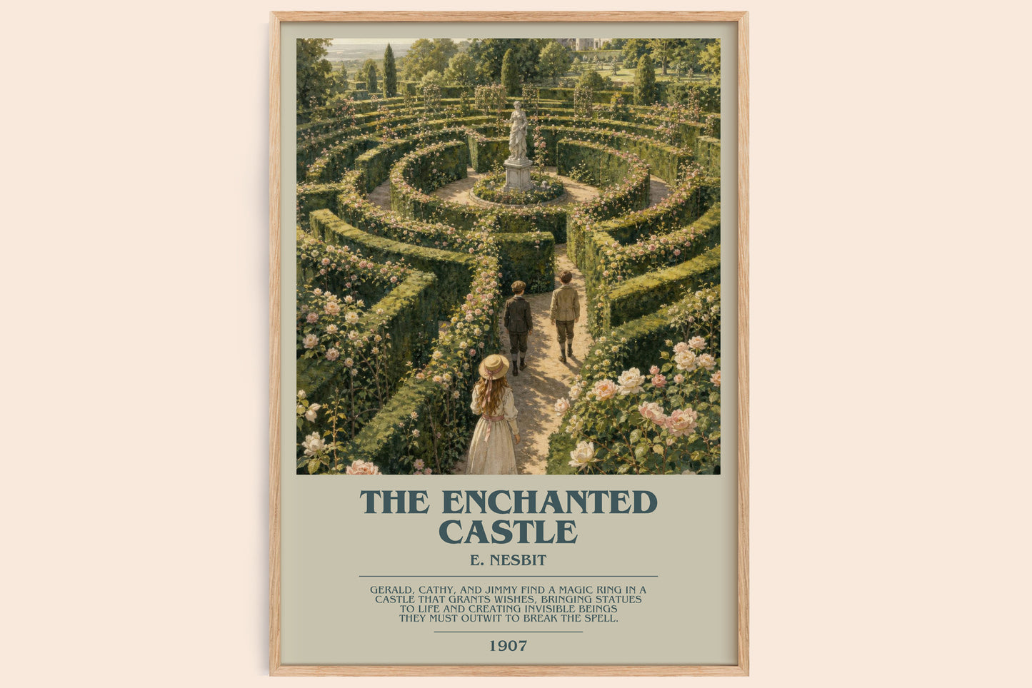 The Enchanted Castle bookish book poster by E. Nesbit – framed literary art print