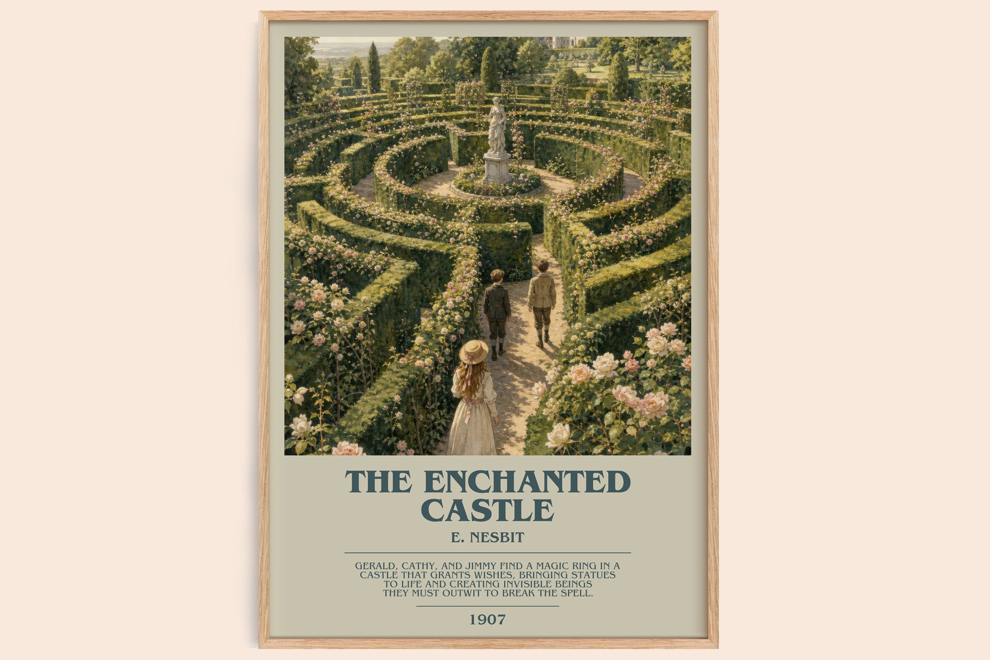 The Enchanted Castle bookish book poster by E. Nesbit – framed literary art print