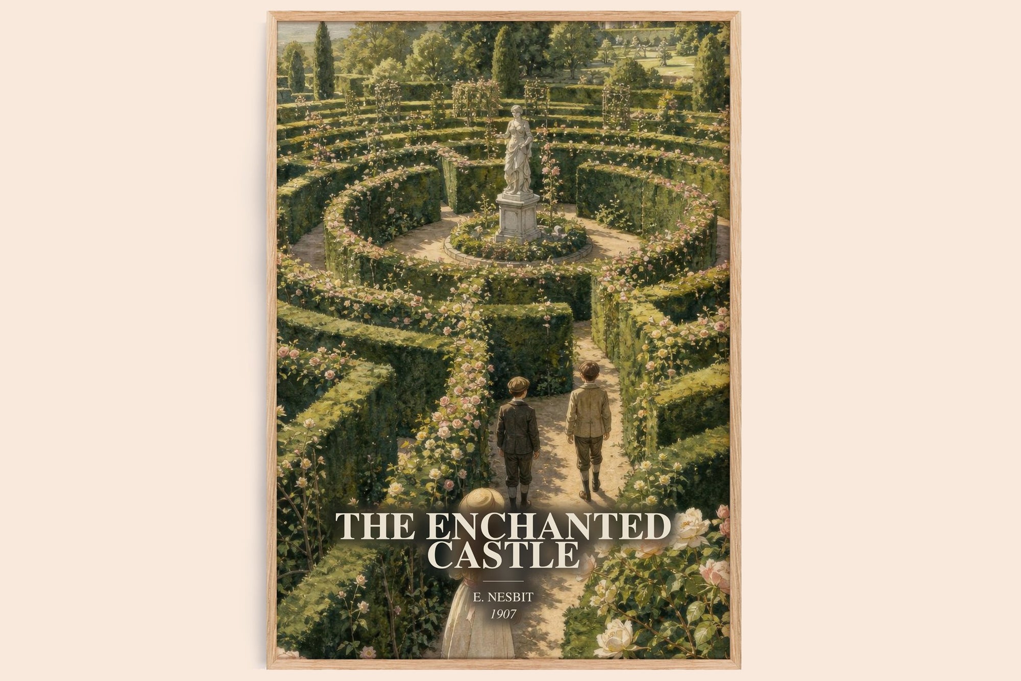 The Enchanted Castle watercolour book poster by E. Nesbit – framed literary art print