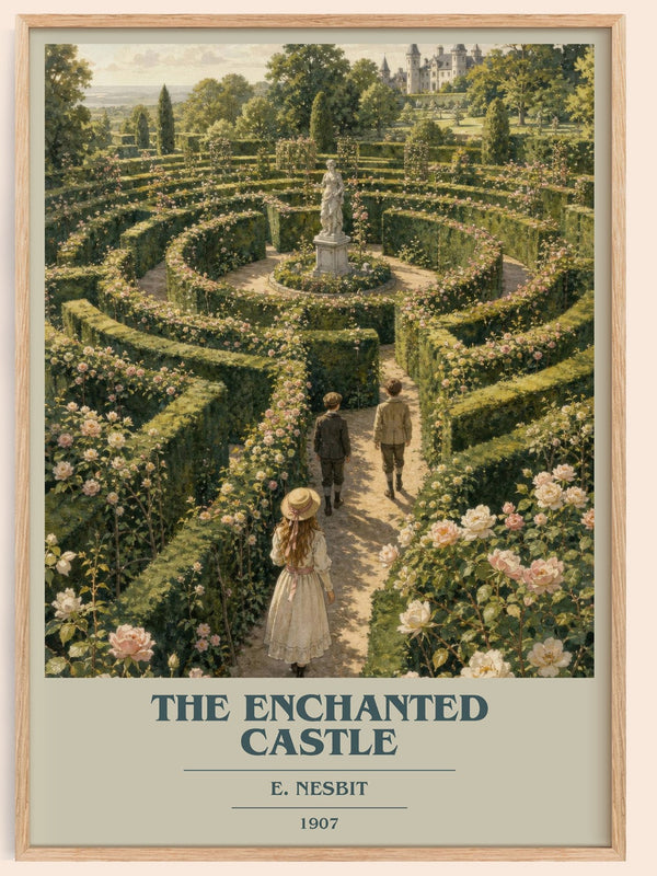 The Enchanted Castle book cover book poster by E. Nesbit – framed literary art print