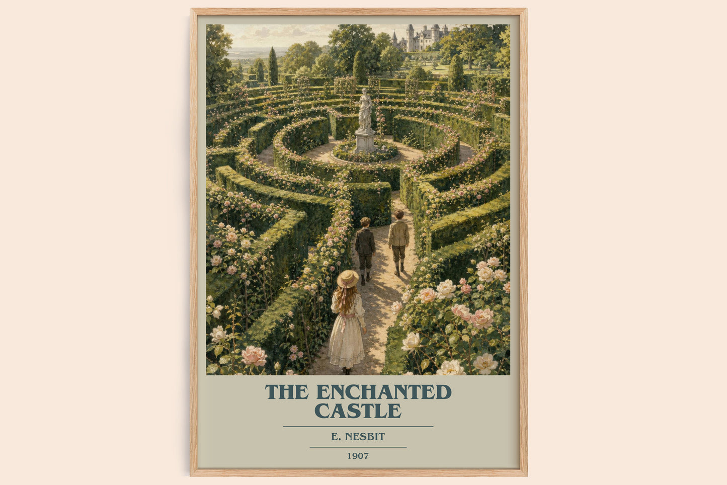 The Enchanted Castle book cover book poster by E. Nesbit – framed literary art print
