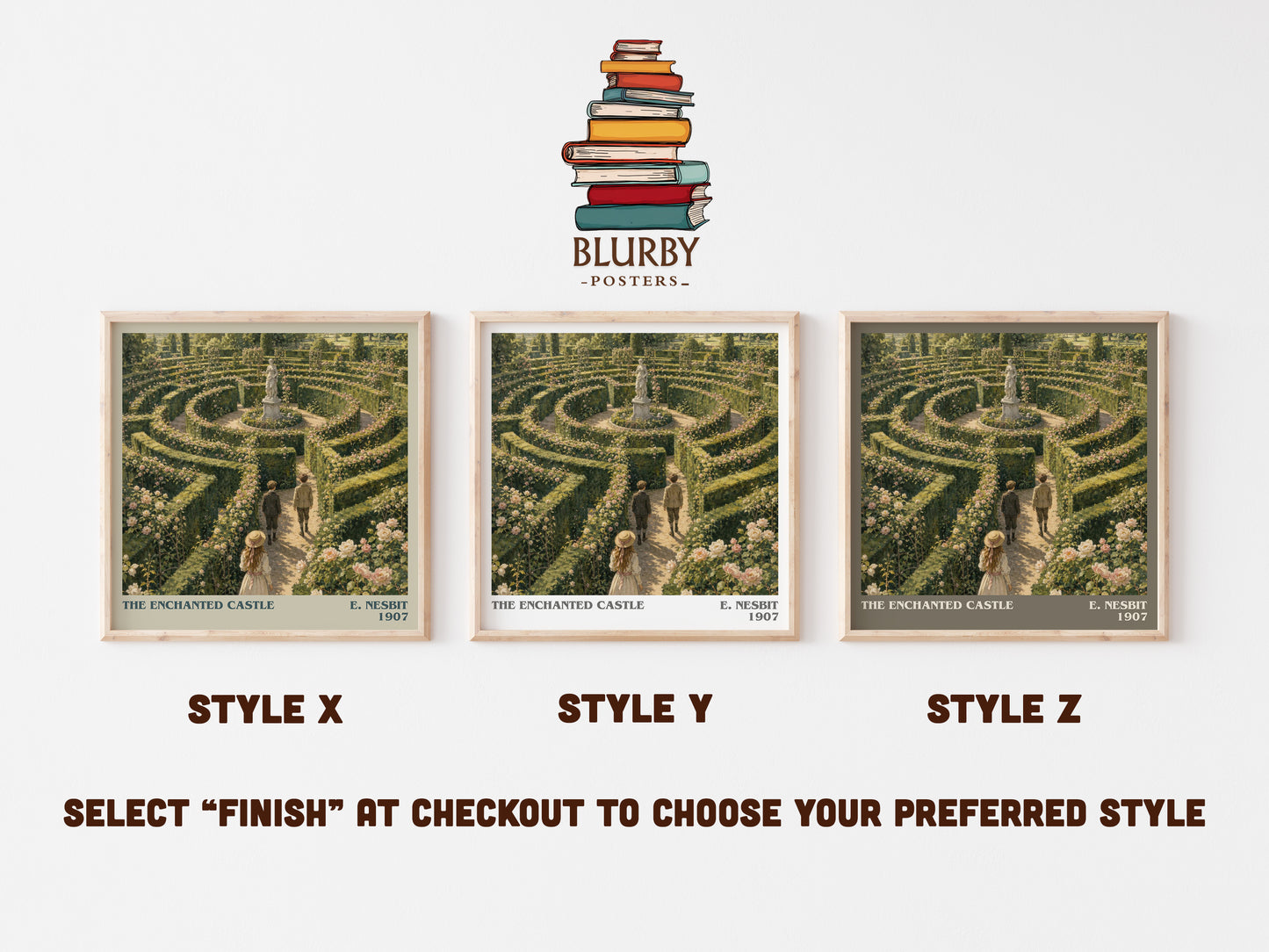 The Enchanted Castle literary print in frame leaning in hallway – childrens wall art