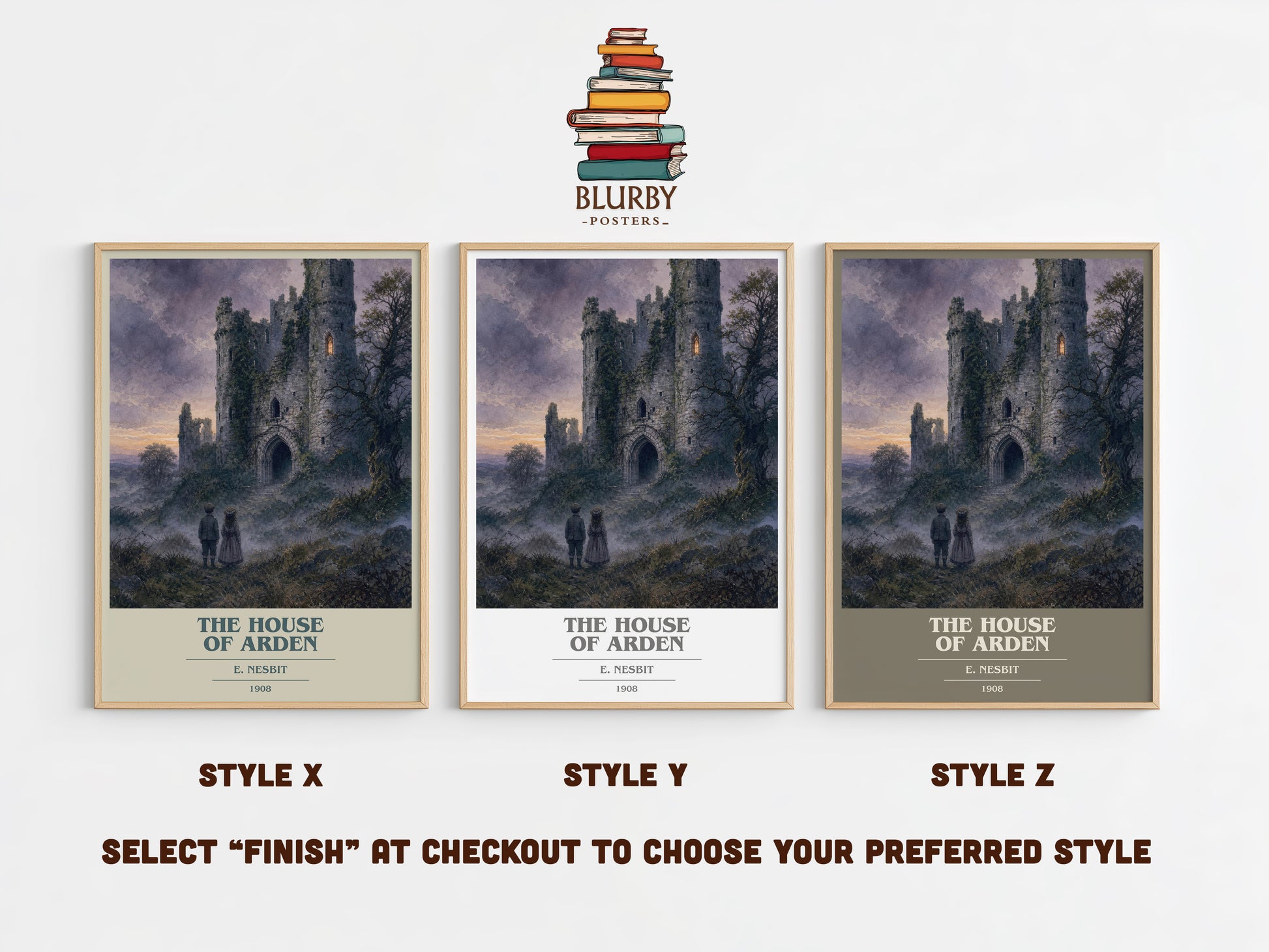 The House Of Arden book cover print in frame leaning in hallway – childrens wall art