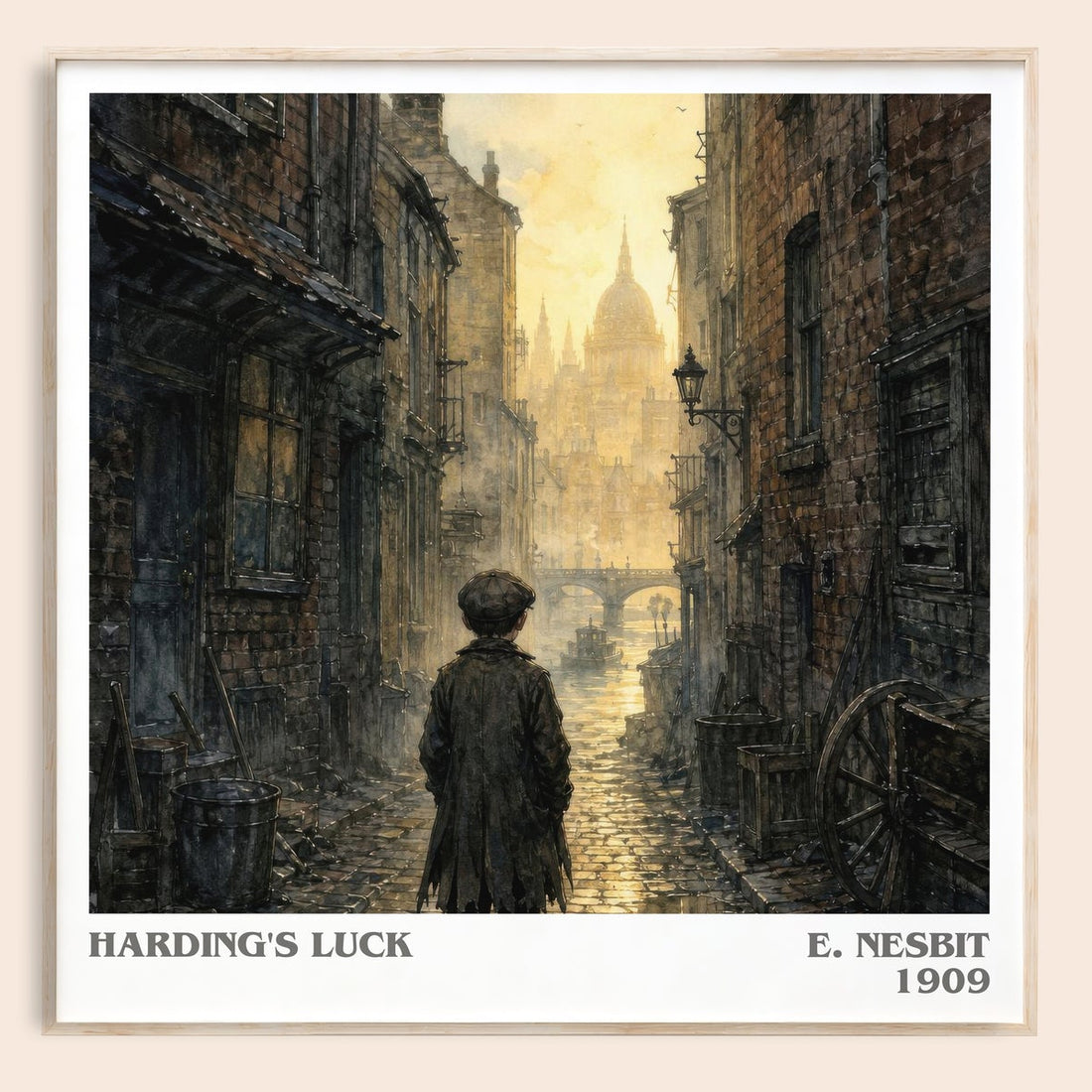 Harding'S Luck literary book poster by E. Nesbit – framed literary art print