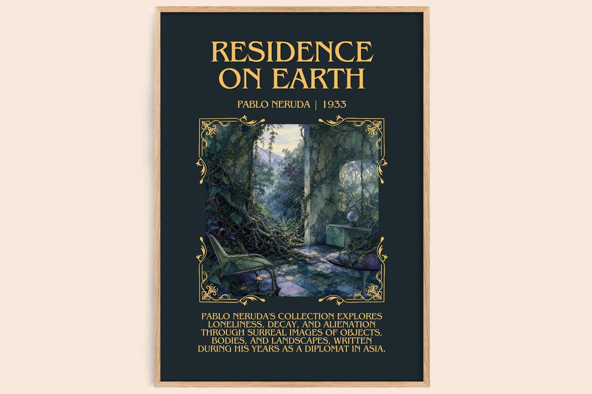 Residence on Earth Minimalist Book Poster by Pablo Neruda