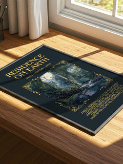 Residence on Earth Minimalist Book Poster by Pablo Neruda – print on a sunlit desk