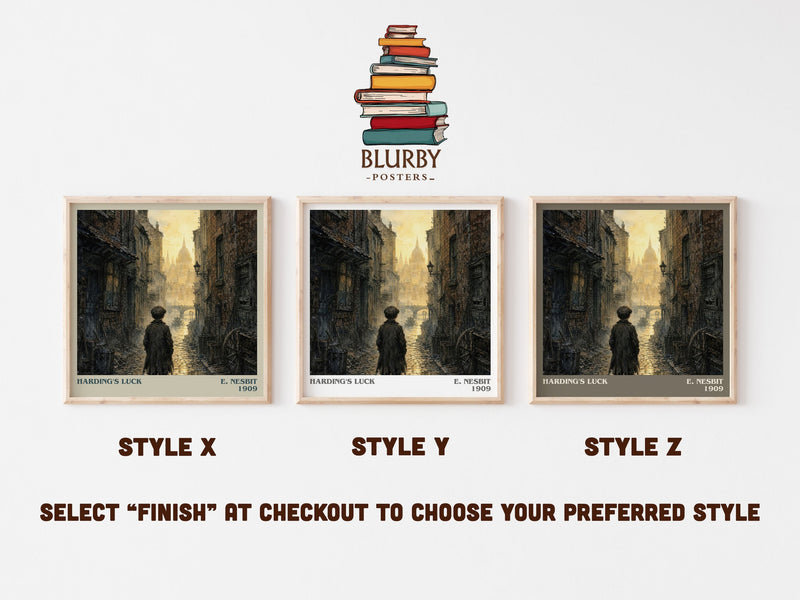 Harding'S Luck literary print in frame leaning in hallway – childrens wall art