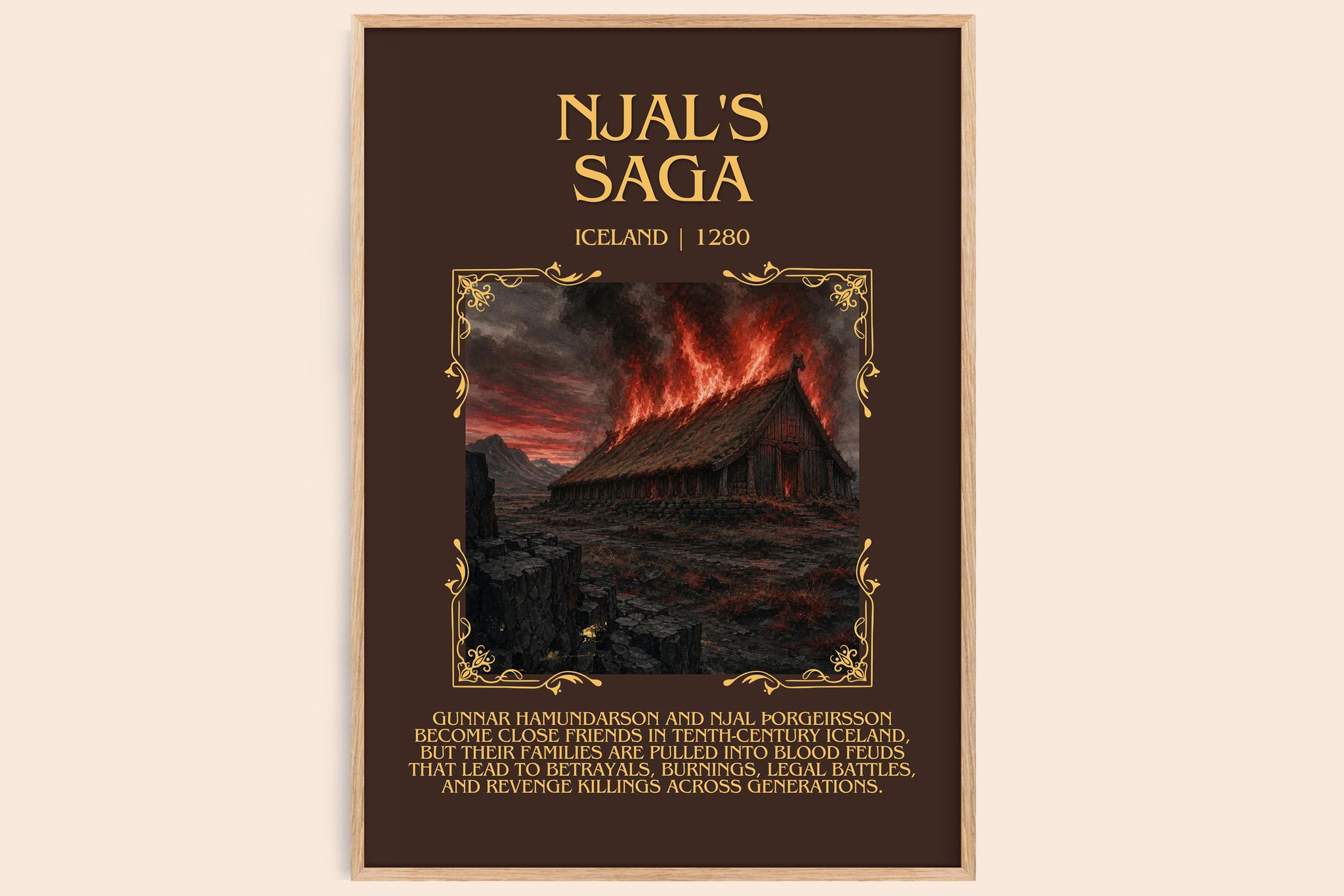 Njal's Saga Minimalist Book Poster by Iceland