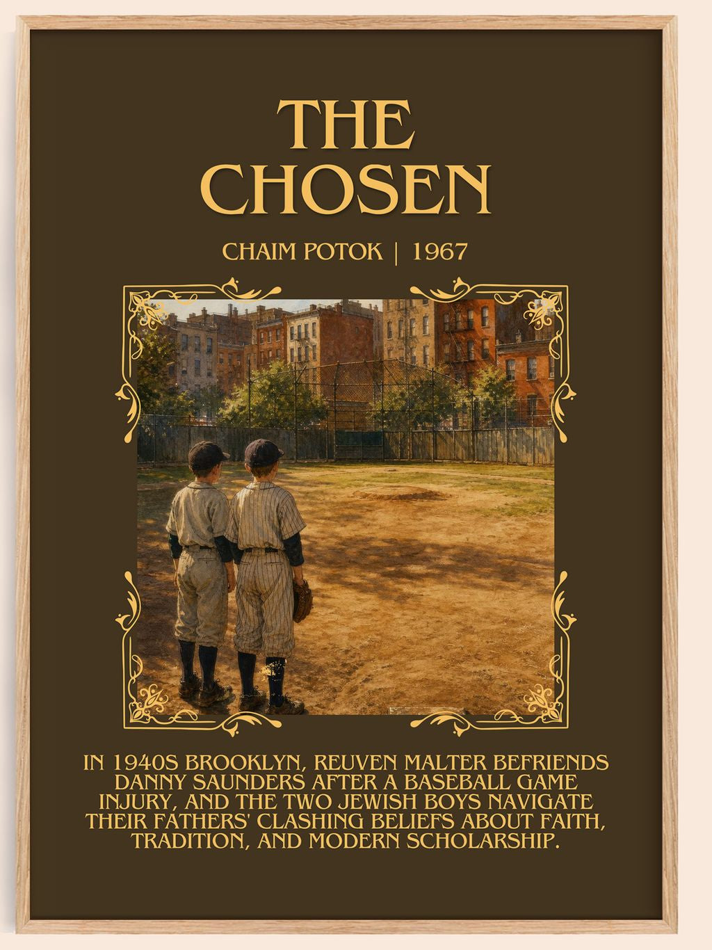 The Chosen Minimalist Book Poster by Chaim Potok – book poster