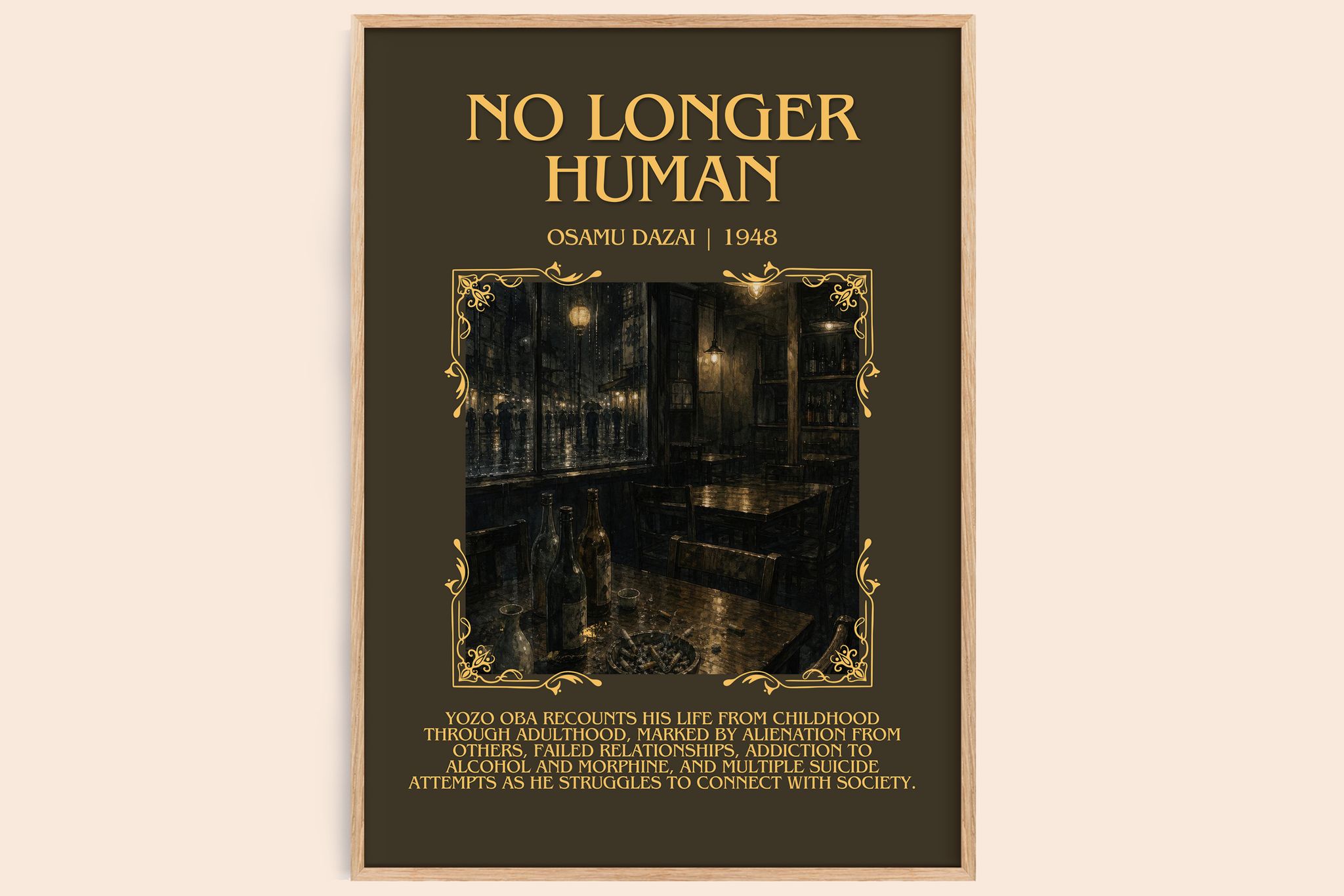No Longer Human Minimalist Book Poster by Osamu Dazai