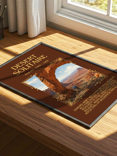Desert Solitaire Minimalist Book Poster by Edward Abbey – print on a sunlit desk