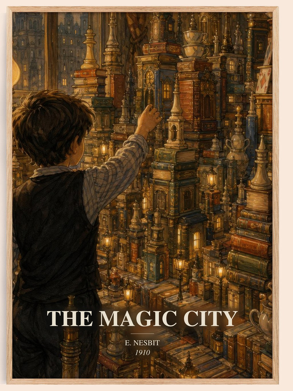 The Magic City watercolour book poster by E. Nesbit – framed literary art print